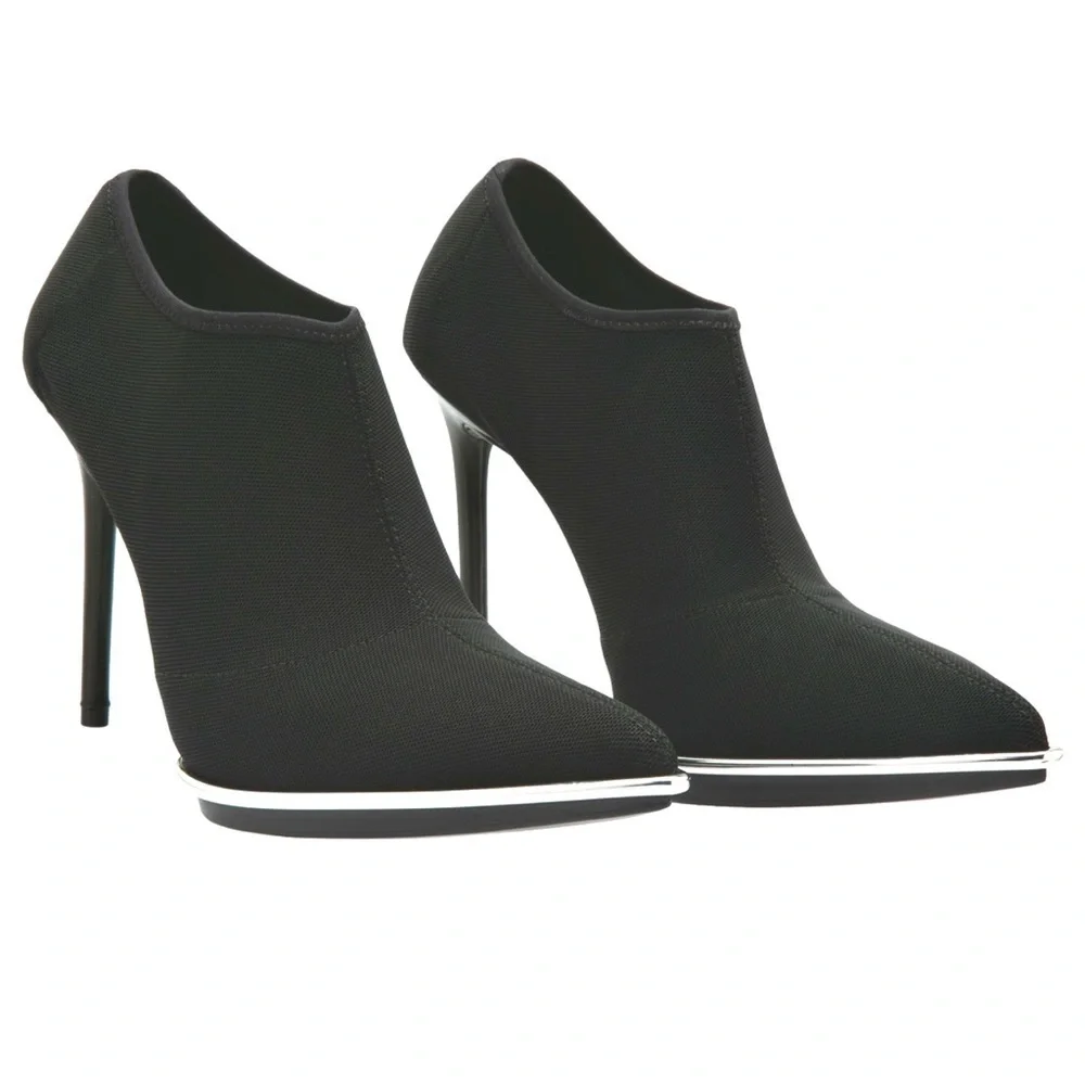 ALEXANDER WANG Cara Stretch Mesh Pointy Toe Sock Fit Pull On Ankle Booties 37.5